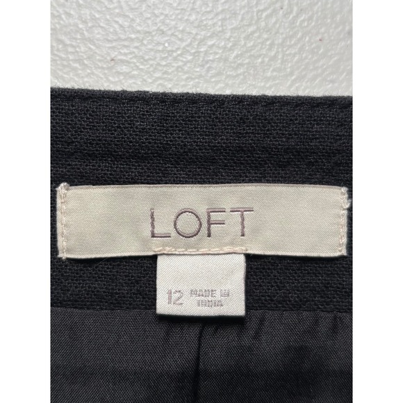 LOFT Black Embroidered 100% Cotton Lined Mini Skirt 12 Floral Side Zip - Picture 4 of 11